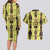 The Melanin Bunch Couples Matching Long Sleeve Bodycon Dress and Hawaiian Shirt Africa Black People