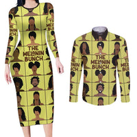 The Melanin Bunch Couples Matching Long Sleeve Bodycon Dress and Long Sleeve Button Shirt Africa Black People