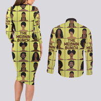 The Melanin Bunch Couples Matching Long Sleeve Bodycon Dress and Long Sleeve Button Shirt Africa Black People