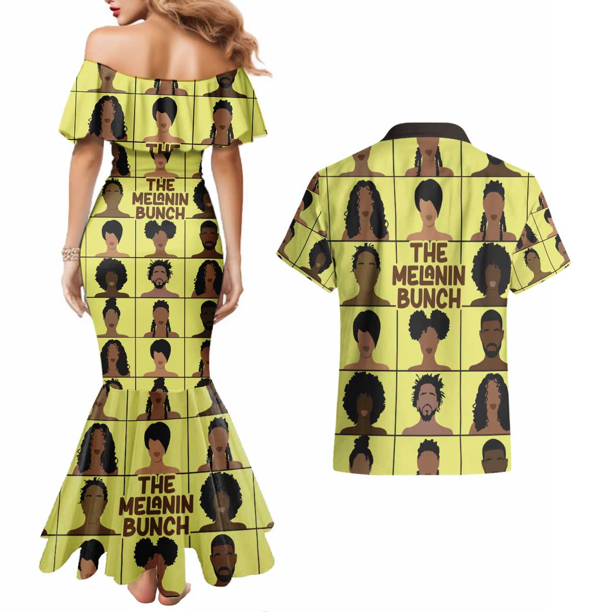 The Melanin Bunch Couples Matching Mermaid Dress and Hawaiian Shirt Africa Black People