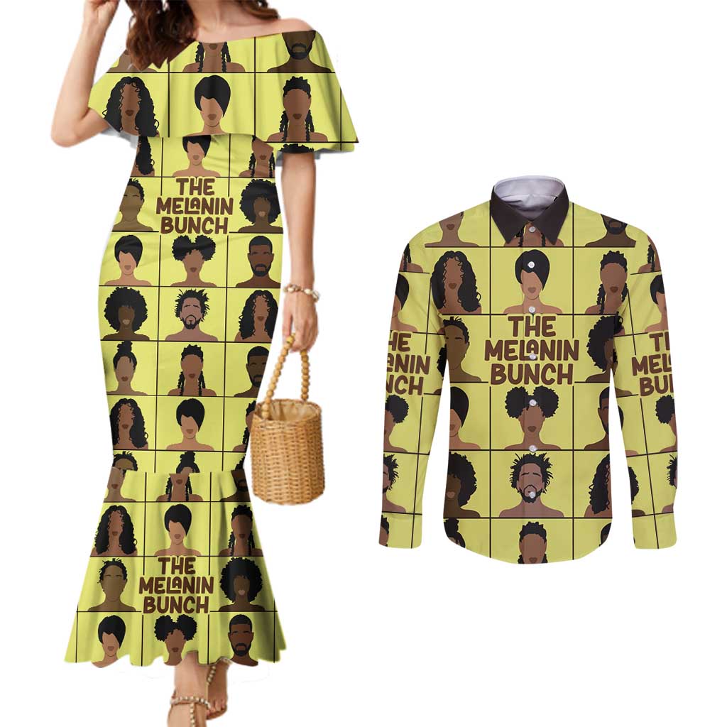 The Melanin Bunch Couples Matching Mermaid Dress and Long Sleeve Button Shirt Africa Black People
