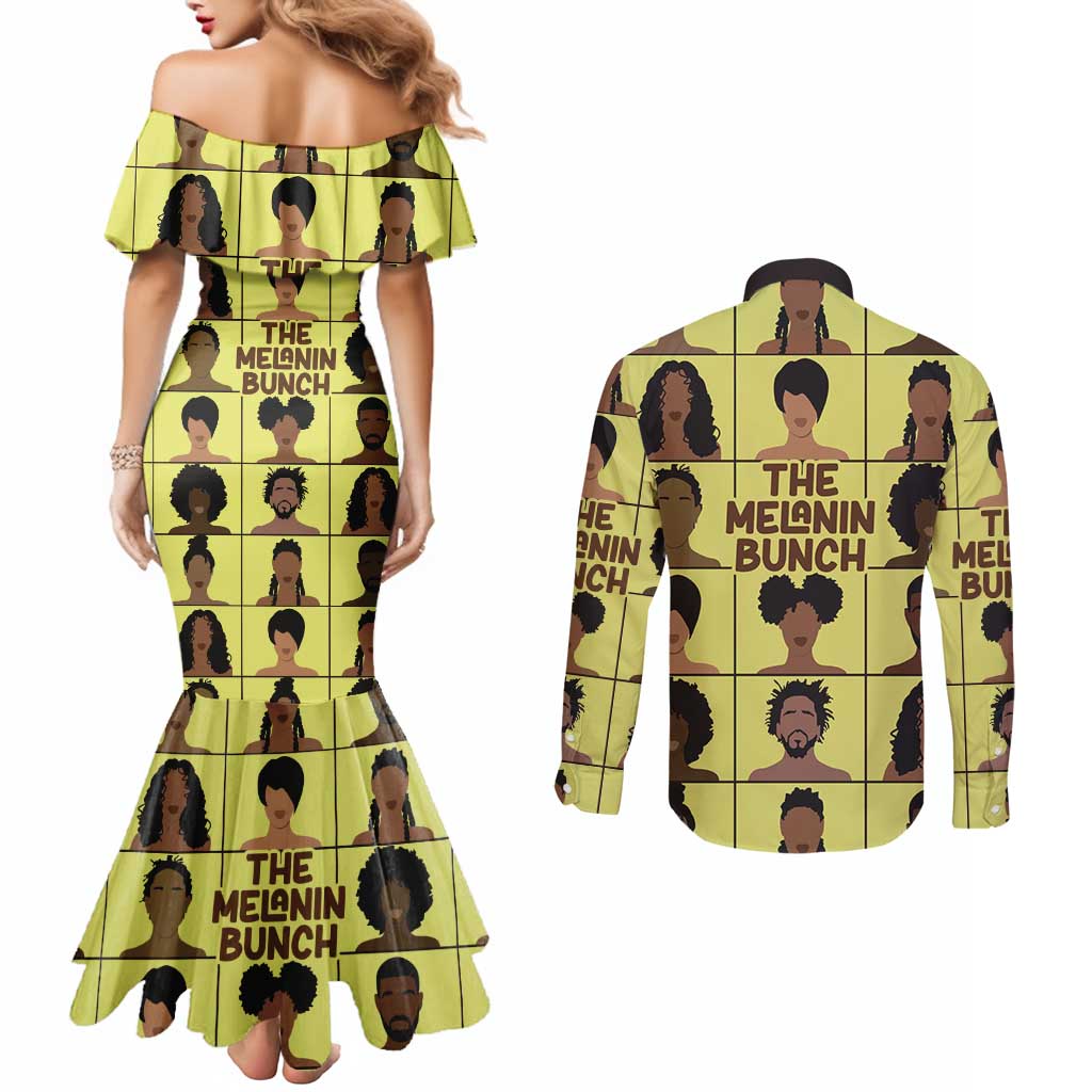 The Melanin Bunch Couples Matching Mermaid Dress and Long Sleeve Button Shirt Africa Black People