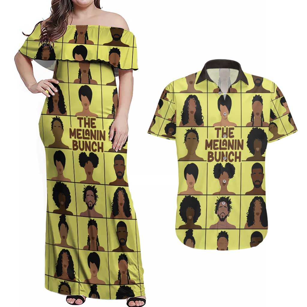 The Melanin Bunch Couples Matching Off Shoulder Maxi Dress and Hawaiian Shirt Africa Black People