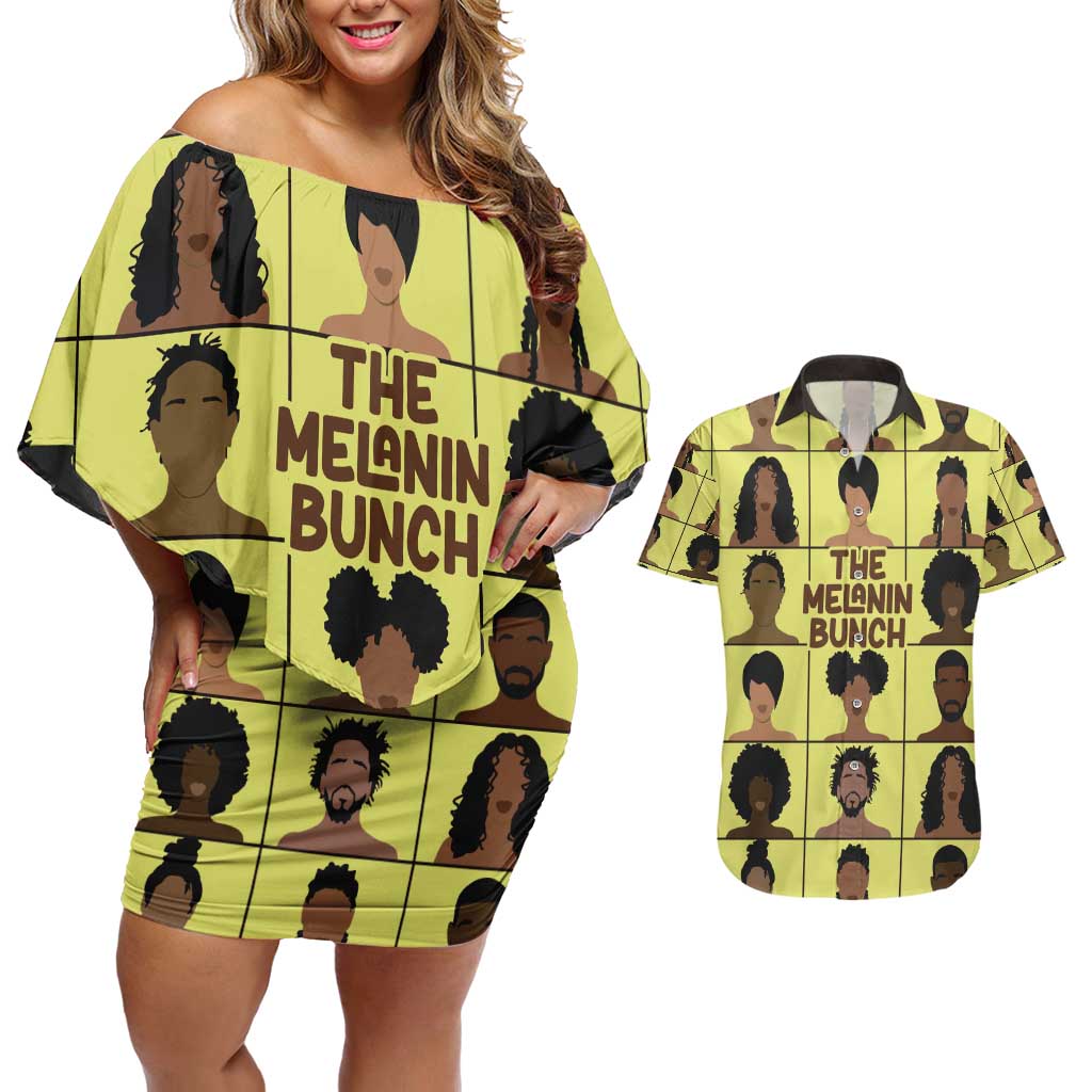 The Melanin Bunch Couples Matching Off Shoulder Short Dress and Hawaiian Shirt Africa Black People