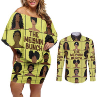 The Melanin Bunch Couples Matching Off Shoulder Short Dress and Long Sleeve Button Shirt Africa Black People