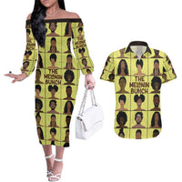 The Melanin Bunch Couples Matching Off The Shoulder Long Sleeve Dress and Hawaiian Shirt Africa Black People