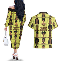 The Melanin Bunch Couples Matching Off The Shoulder Long Sleeve Dress and Hawaiian Shirt Africa Black People