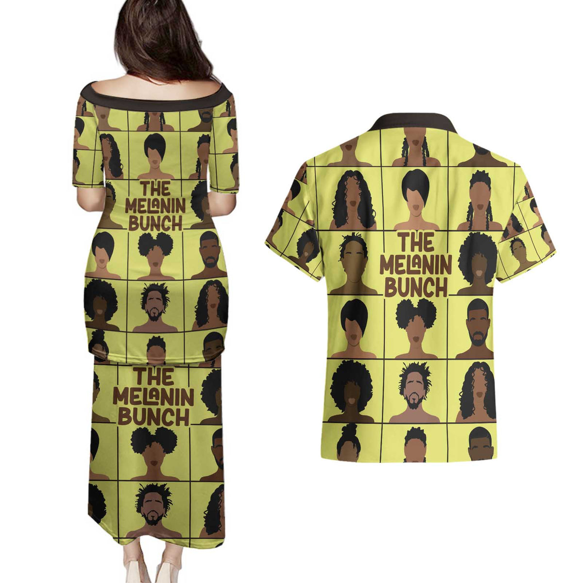 The Melanin Bunch Couples Matching Puletasi and Hawaiian Shirt Africa Black People