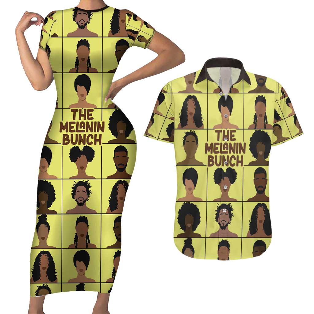 The Melanin Bunch Couples Matching Short Sleeve Bodycon Dress and Hawaiian Shirt Africa Black People
