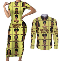 The Melanin Bunch Couples Matching Short Sleeve Bodycon Dress and Long Sleeve Button Shirt Africa Black People