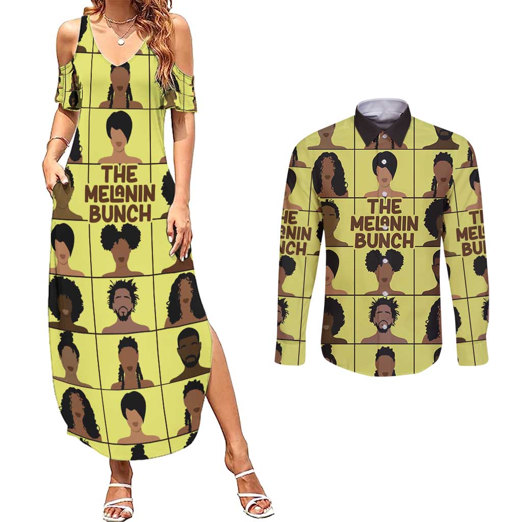 The Melanin Bunch Couples Matching Summer Maxi Dress and Long Sleeve Button Shirt Africa Black People