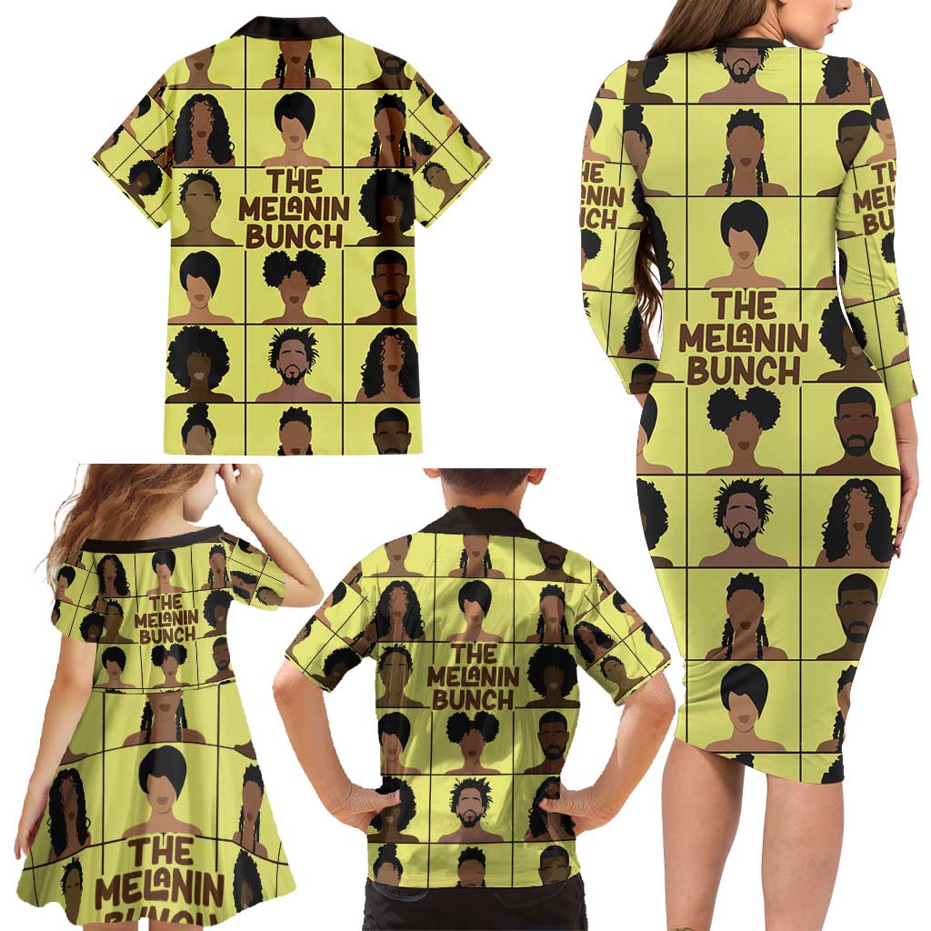 The Melanin Bunch Family Matching Long Sleeve Bodycon Dress and Hawaiian Shirt Africa Black People