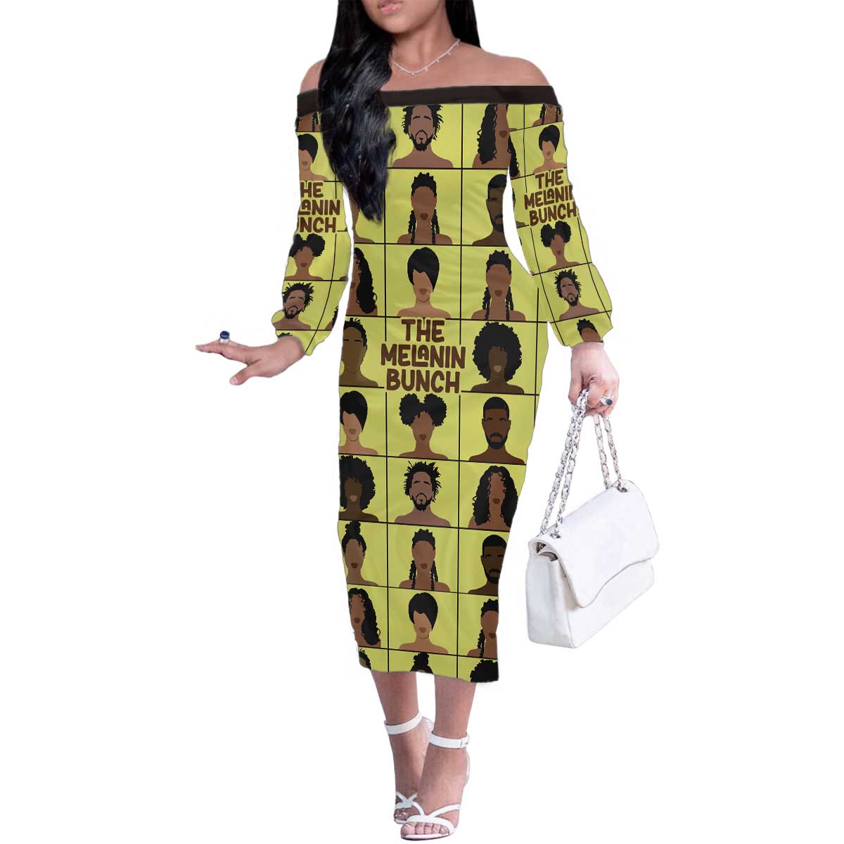 The Melanin Bunch Family Matching Off The Shoulder Long Sleeve Dress and Hawaiian Shirt Africa Black People