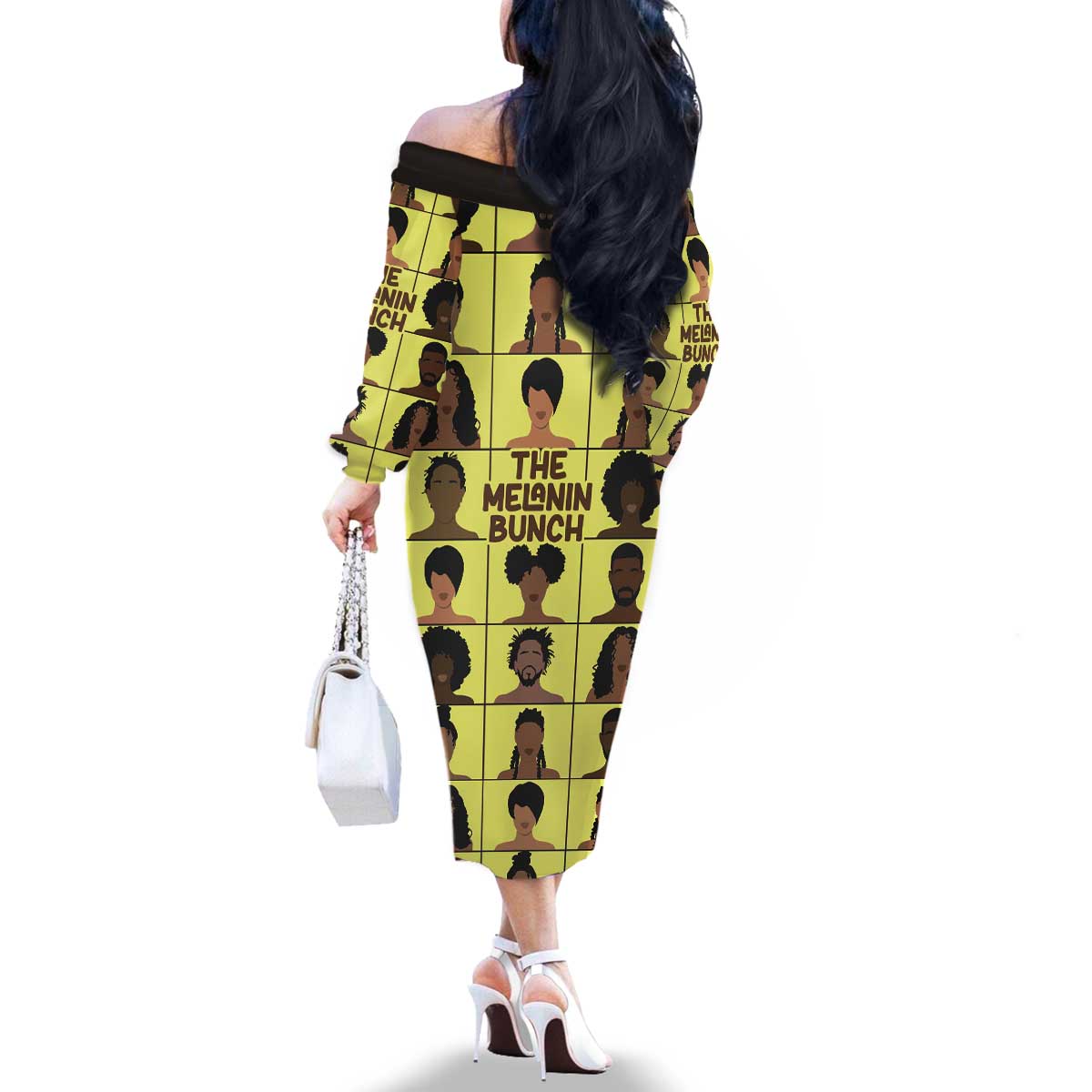 The Melanin Bunch Family Matching Off The Shoulder Long Sleeve Dress and Hawaiian Shirt Africa Black People