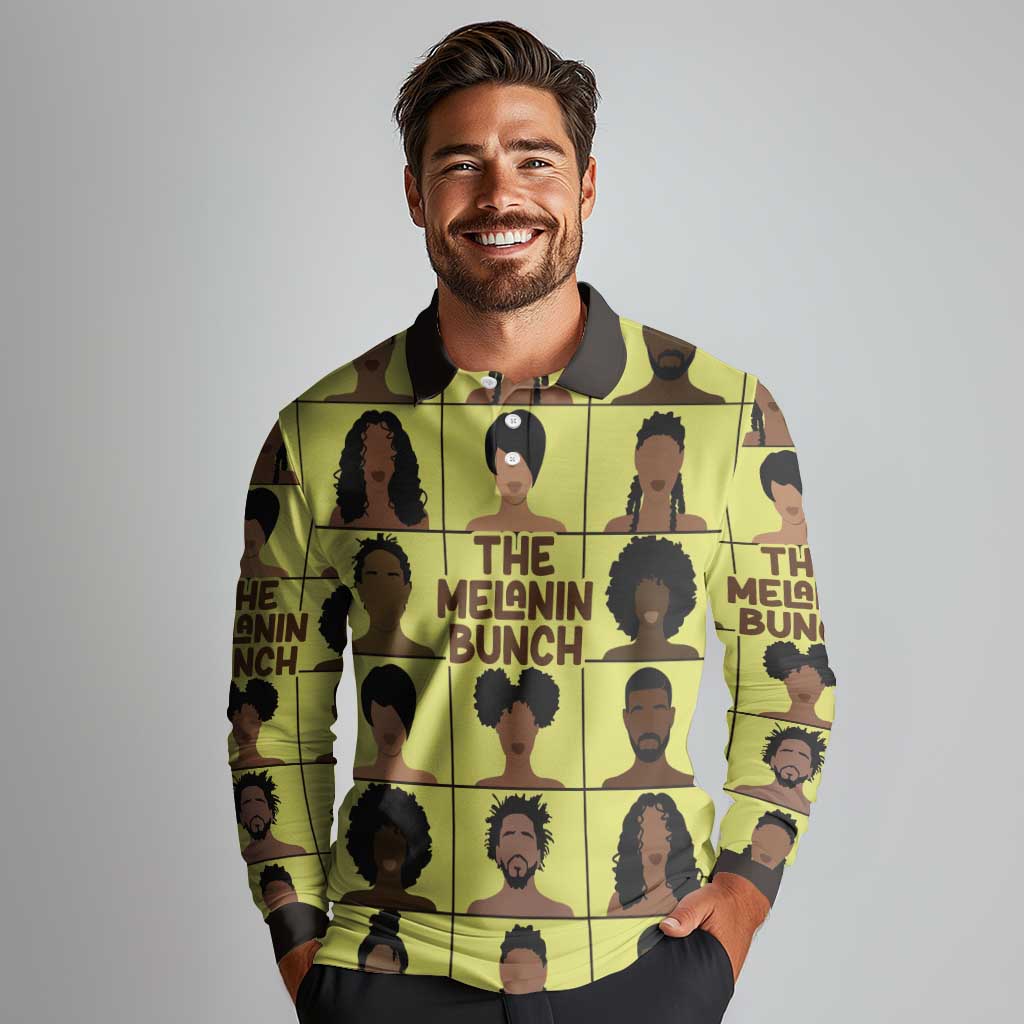 The Melanin Bunch Long Sleeve Polo Shirt Africa Black People