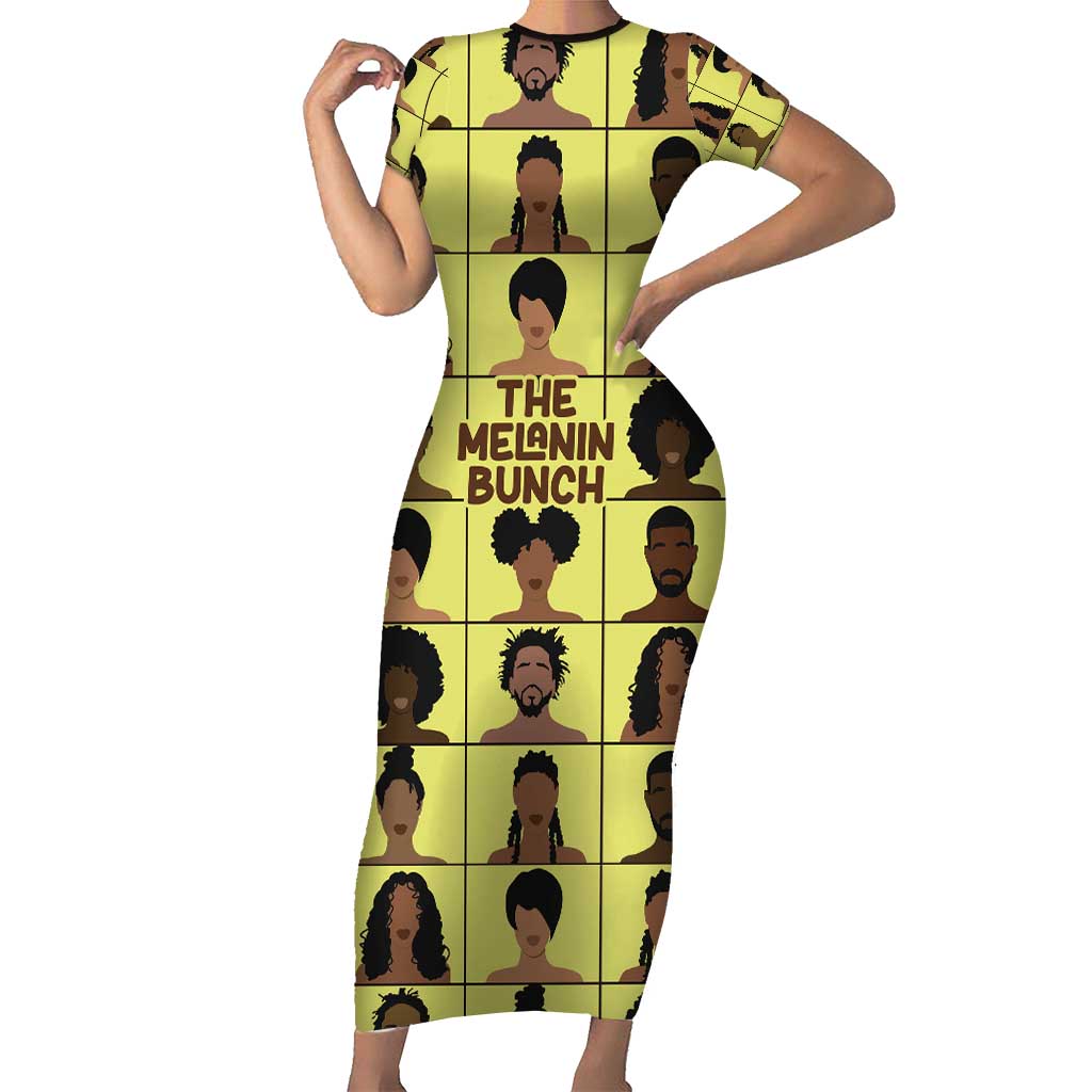 The Melanin Bunch Short Sleeve Bodycon Dress Africa Black People - Wonder Print Shop
