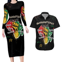 Power in Our Roots Couples Matching Long Sleeve Bodycon Dress and Hawaiian Shirt Unapologetically Black African