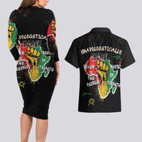 Power in Our Roots Couples Matching Long Sleeve Bodycon Dress and Hawaiian Shirt Unapologetically Black African