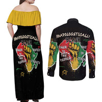 Power in Our Roots Couples Matching Off Shoulder Maxi Dress and Long Sleeve Button Shirt Unapologetically Black African