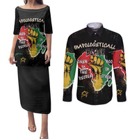 Power in Our Roots Couples Matching Puletasi and Long Sleeve Button Shirt Unapologetically Black African
