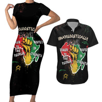 Power in Our Roots Couples Matching Short Sleeve Bodycon Dress and Hawaiian Shirt Unapologetically Black African