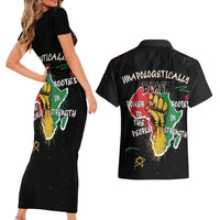 Power in Our Roots Couples Matching Short Sleeve Bodycon Dress and Hawaiian Shirt Unapologetically Black African