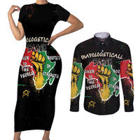 Power in Our Roots Couples Matching Short Sleeve Bodycon Dress and Long Sleeve Button Shirt Unapologetically Black African
