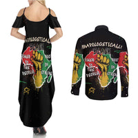 Power in Our Roots Couples Matching Summer Maxi Dress and Long Sleeve Button Shirt Unapologetically Black African