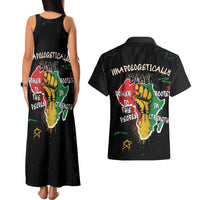 Power in Our Roots Couples Matching Tank Maxi Dress and Hawaiian Shirt Unapologetically Black African