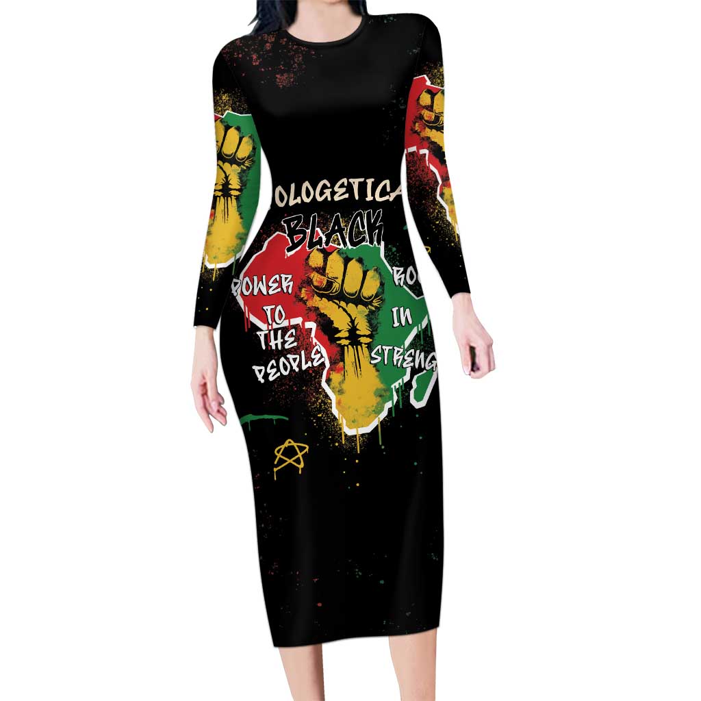 Power in Our Roots Family Matching Long Sleeve Bodycon Dress and Hawaiian Shirt Unapologetically Black African