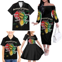 Power in Our Roots Family Matching Off The Shoulder Long Sleeve Dress and Hawaiian Shirt Unapologetically Black African