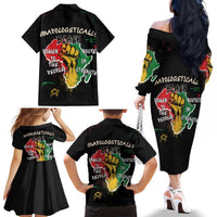 Power in Our Roots Family Matching Off The Shoulder Long Sleeve Dress and Hawaiian Shirt Unapologetically Black African