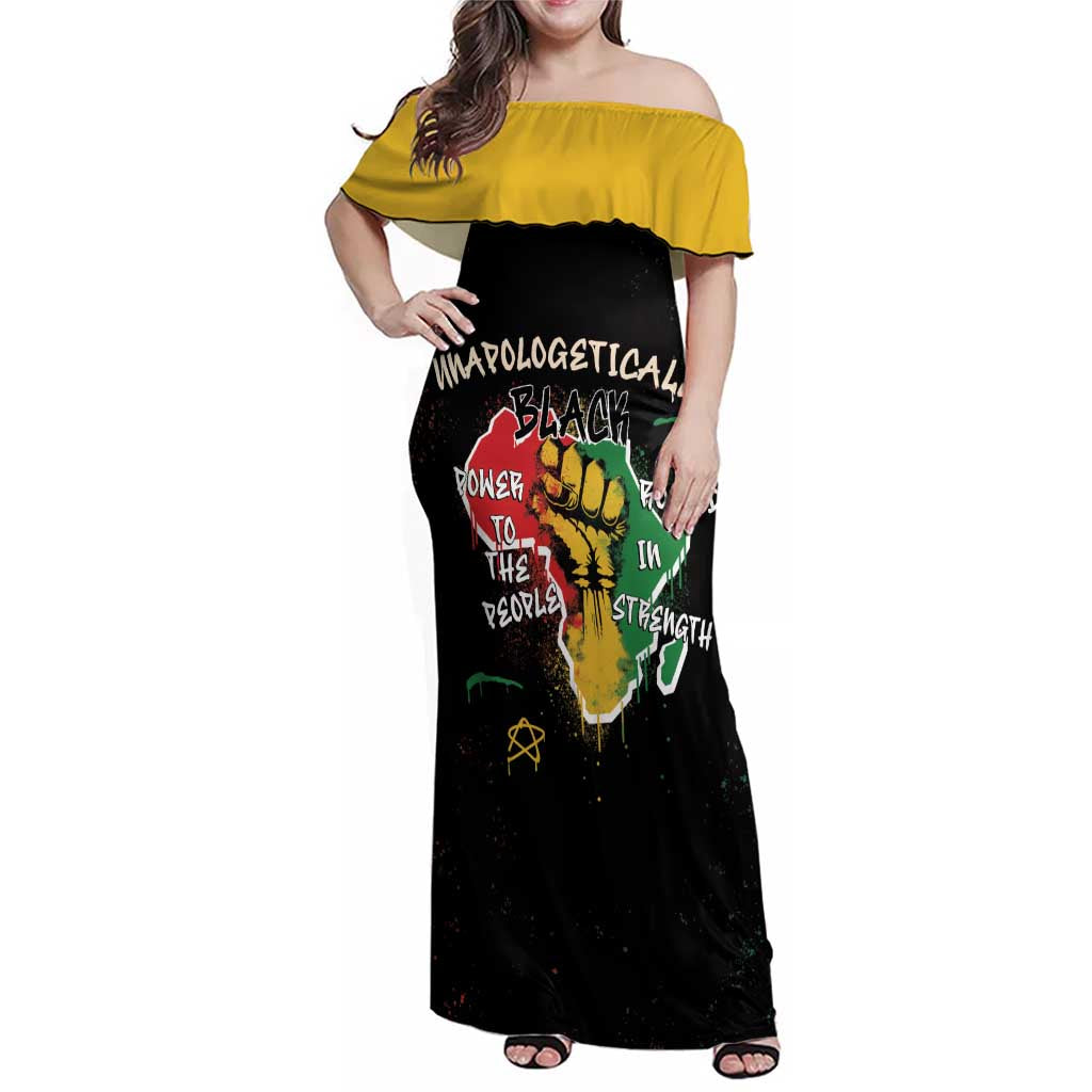 Power in Our Roots Family Matching Off Shoulder Maxi Dress and Hawaiian Shirt Unapologetically Black African