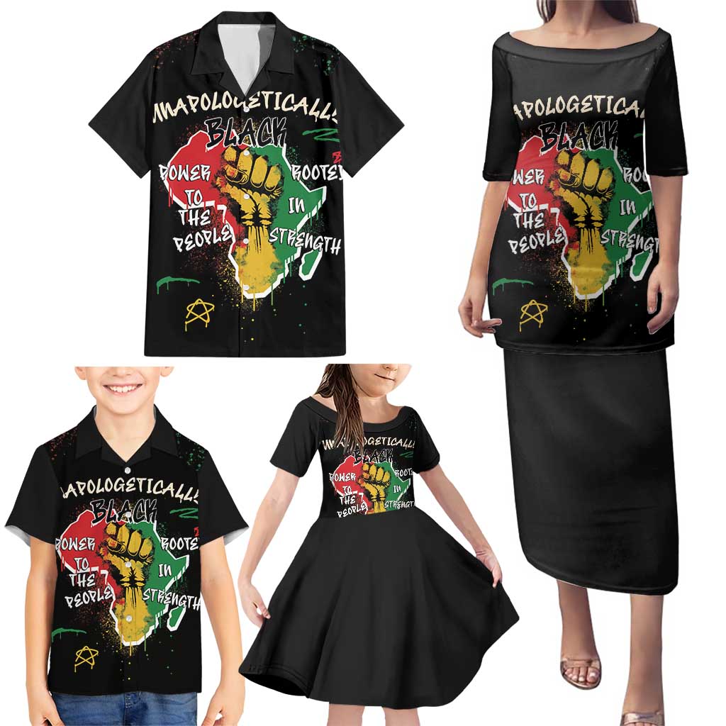 Power in Our Roots Family Matching Puletasi and Hawaiian Shirt Unapologetically Black African