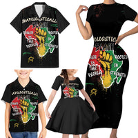 Power in Our Roots Family Matching Short Sleeve Bodycon Dress and Hawaiian Shirt Unapologetically Black African