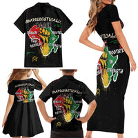 Power in Our Roots Family Matching Short Sleeve Bodycon Dress and Hawaiian Shirt Unapologetically Black African