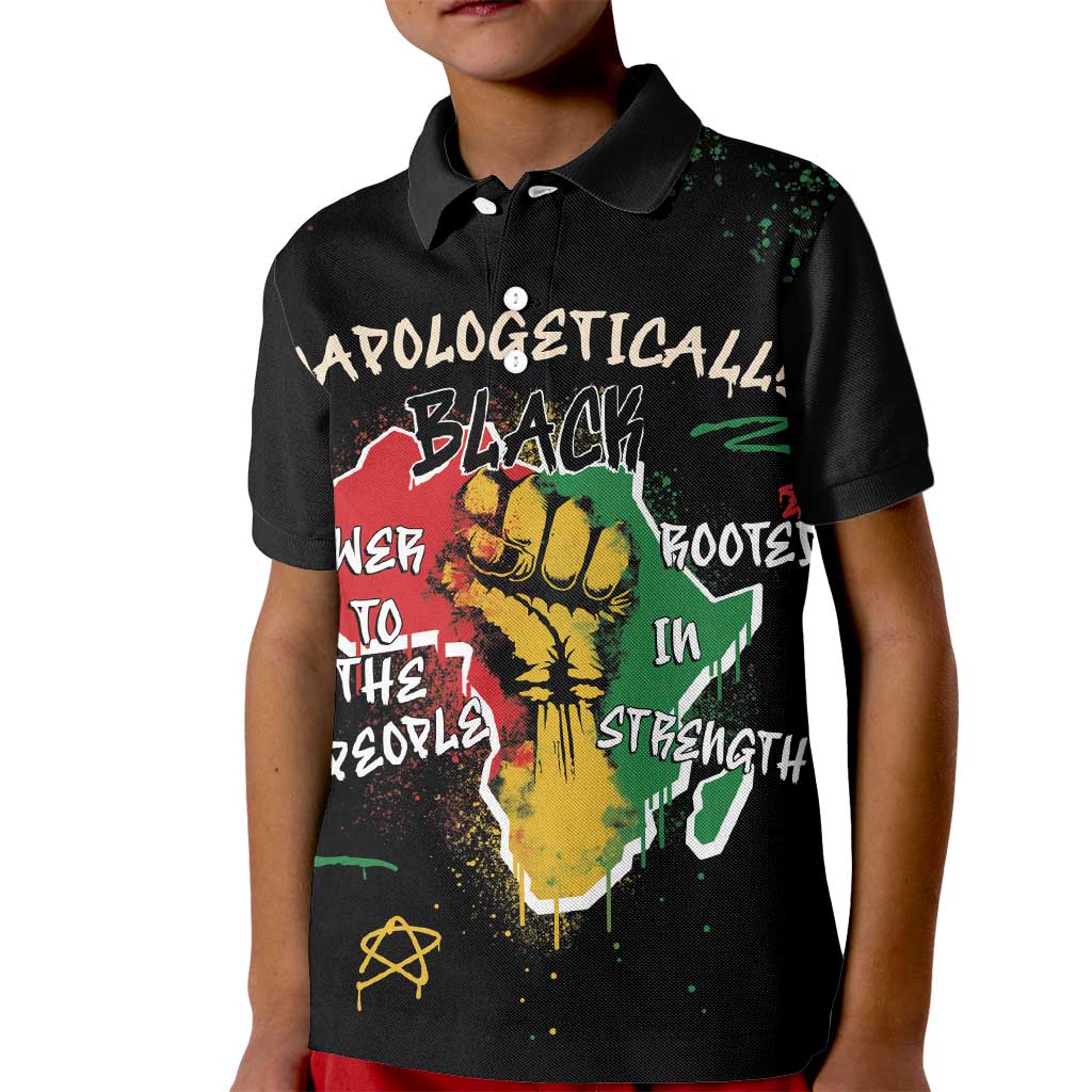 Power in Our Roots Kid Polo Shirt Unapologetically Black African