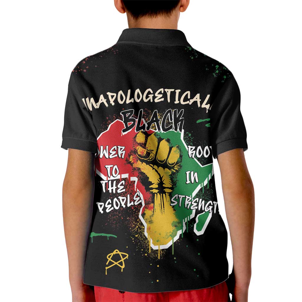 Power in Our Roots Kid Polo Shirt Unapologetically Black African