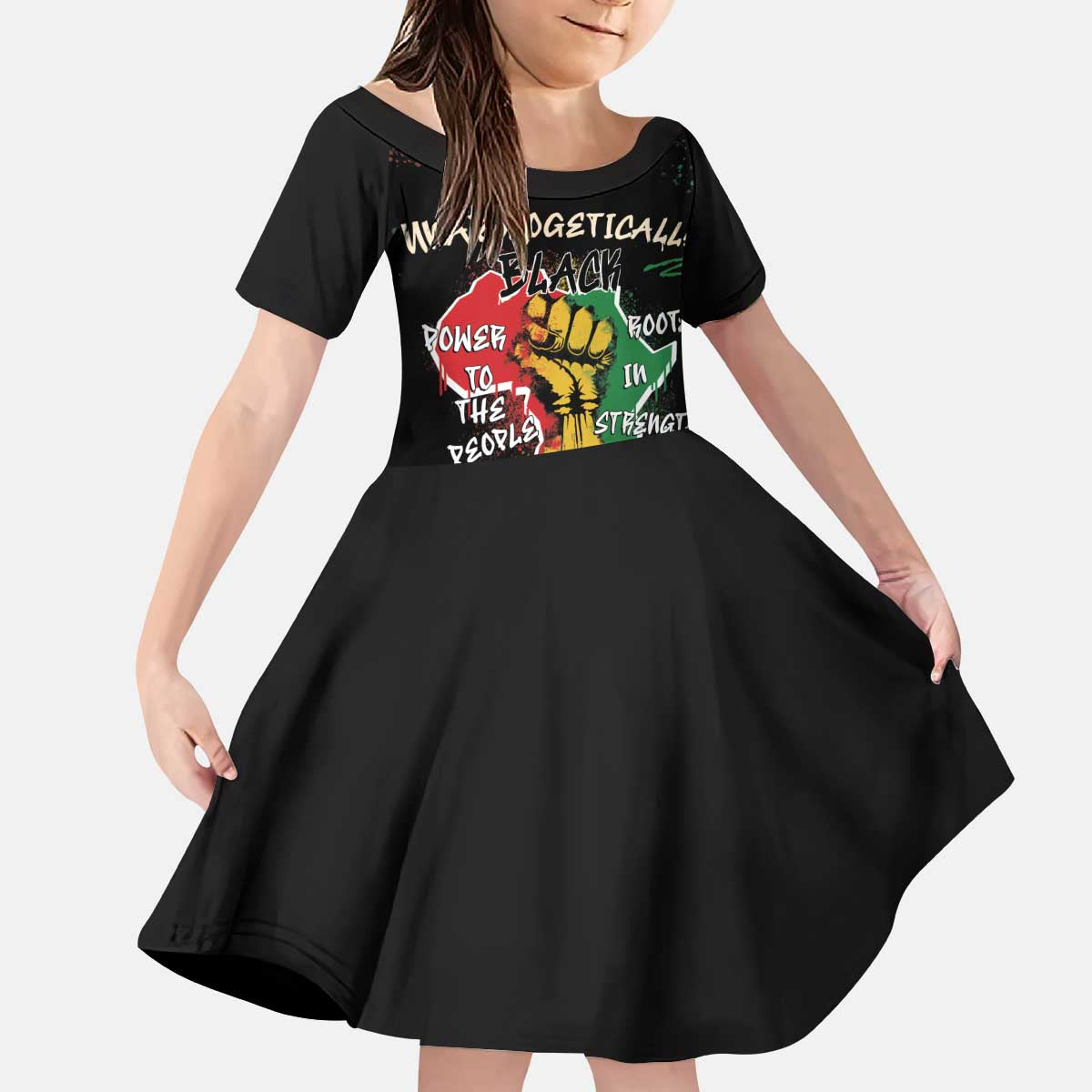 Power in Our Roots Kid Short Sleeve Dress Unapologetically Black African