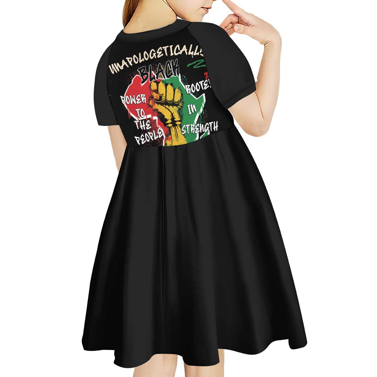Power in Our Roots Kid Short Sleeve Dress Unapologetically Black African