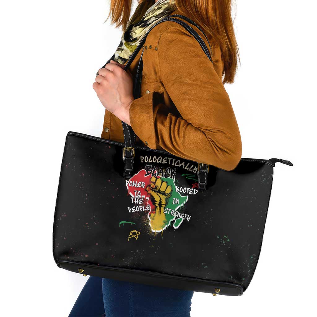Power in Our Roots Leather Tote Bag Unapologetically Black African