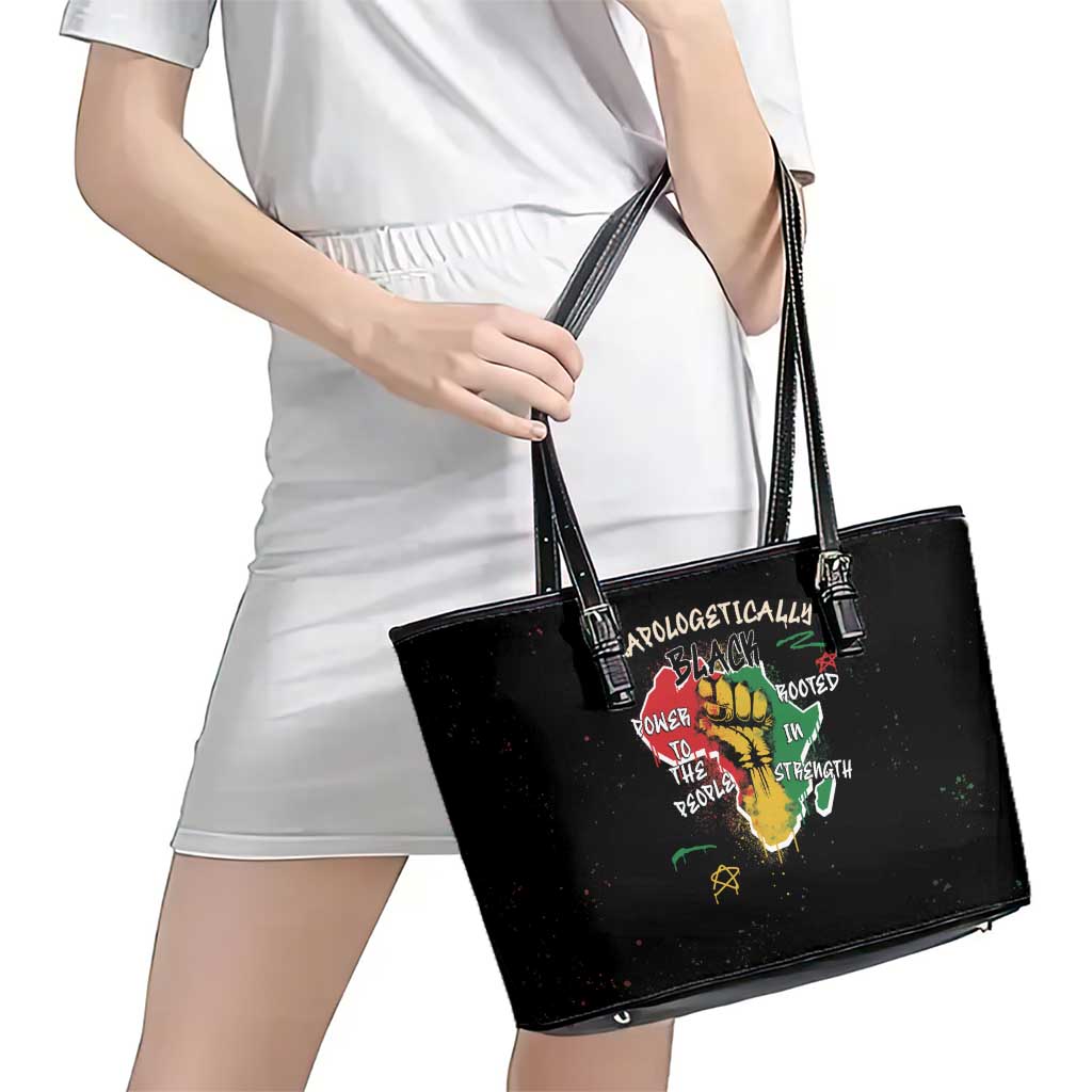 Power in Our Roots Leather Tote Bag Unapologetically Black African