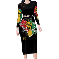 Power in Our Roots Long Sleeve Bodycon Dress Unapologetically Black African