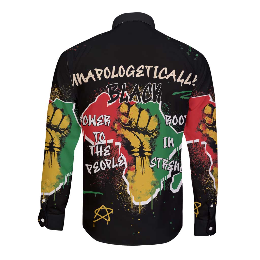 Power in Our Roots Long Sleeve Button Shirt Unapologetically Black African