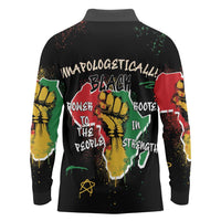 Power in Our Roots Long Sleeve Polo Shirt Unapologetically Black African