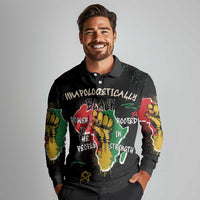 Power in Our Roots Long Sleeve Polo Shirt Unapologetically Black African