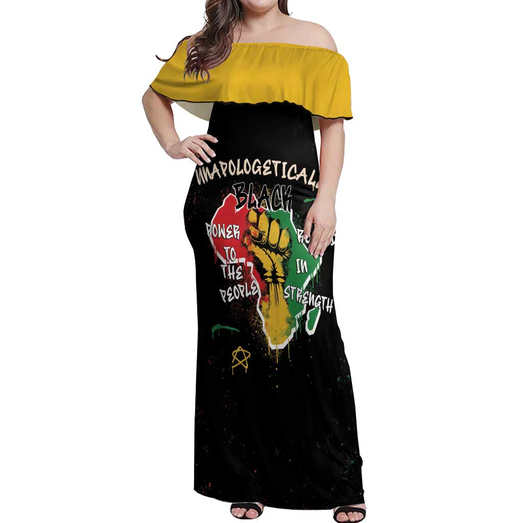 Power in Our Roots Off Shoulder Maxi Dress Unapologetically Black African
