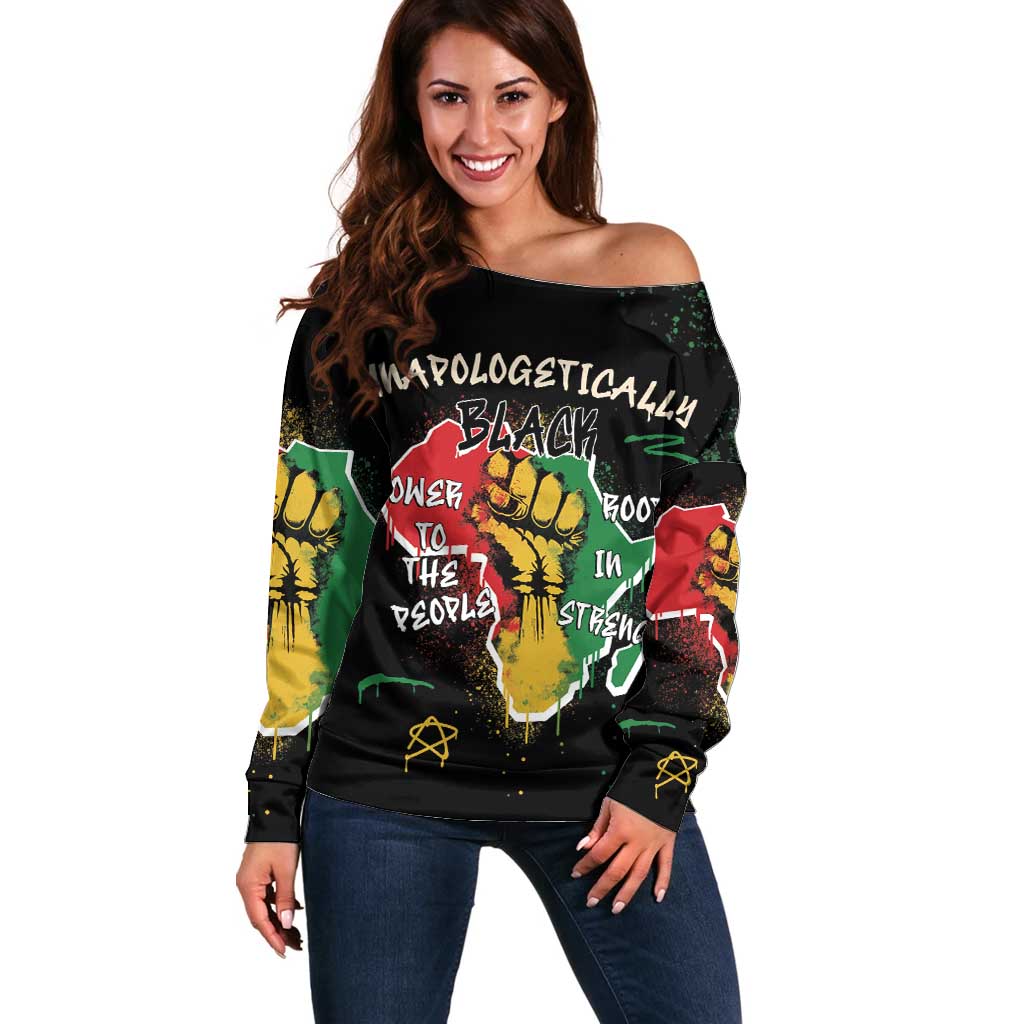Power in Our Roots Off Shoulder Sweater Unapologetically Black African