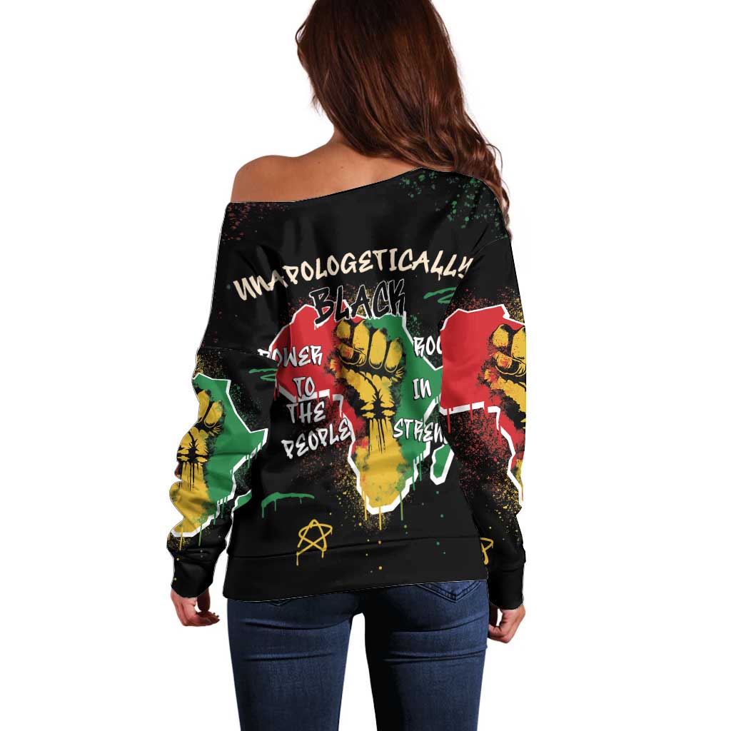 Power in Our Roots Off Shoulder Sweater Unapologetically Black African