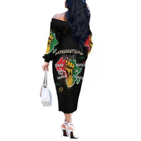 Power in Our Roots Off The Shoulder Long Sleeve Dress Unapologetically Black African